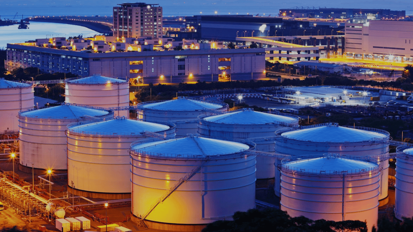 fire suppression tanks at night